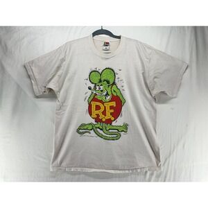 Vintage Rat Fink Ed Big Daddy Roth T-Shirt Fruit of the Loom Lofteez Large Cream